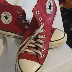 Leather Converse Women's Classic Red Sneakers Mens Size 8 Womens Size 10